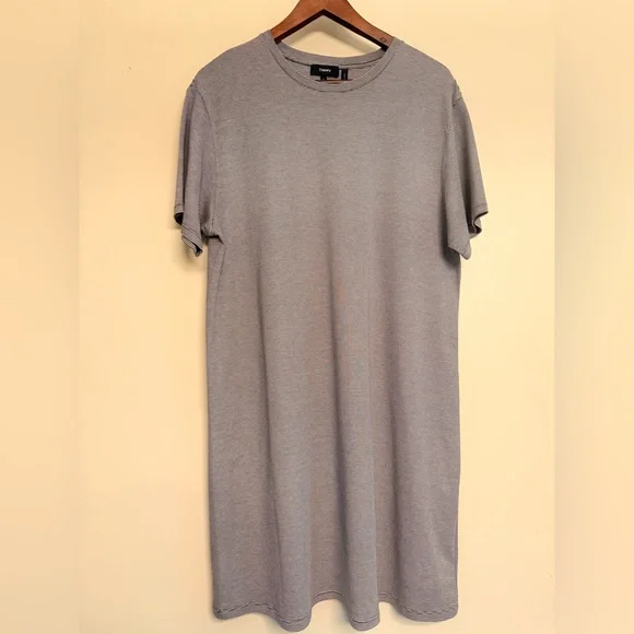 THEORY Striped Cotton Jersey T Shirt Charcoal dress size Large - Picture 5 of 13